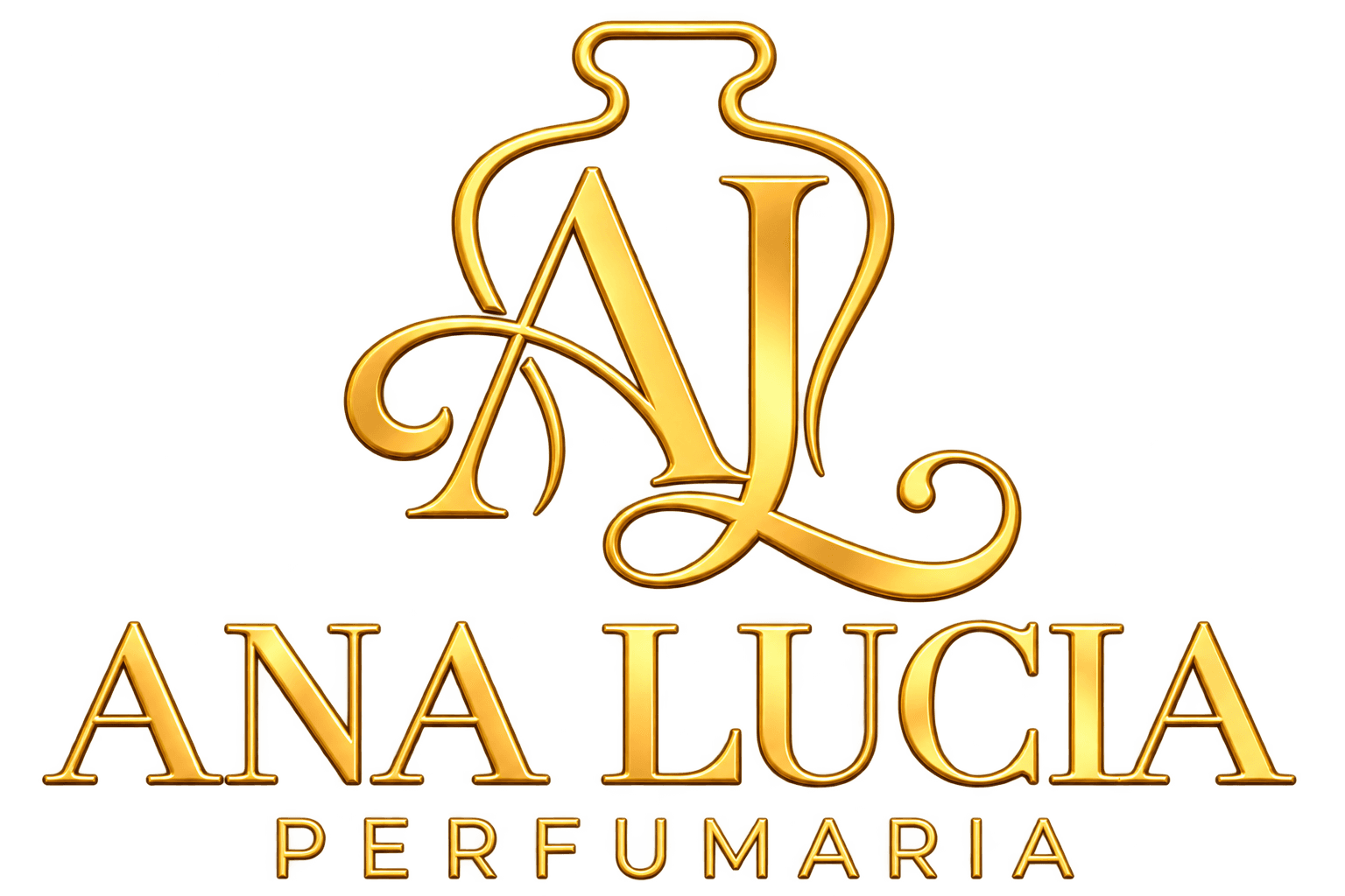 Logotipo oficial Ana Lucia Perfumaria, com monograma AL dourado